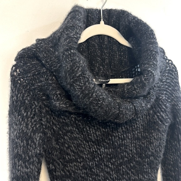 BORBONESE black and grey knit 100% cashmere cowl neck sweater - Picture 2 of 6